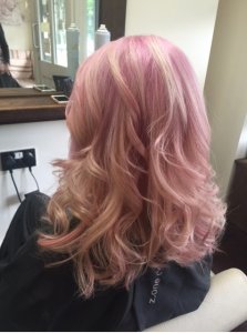 Pastel_hair_trend_Pink_shelleys_salon_shelley_pengillt_hairdressers_bridgend_glamorgan